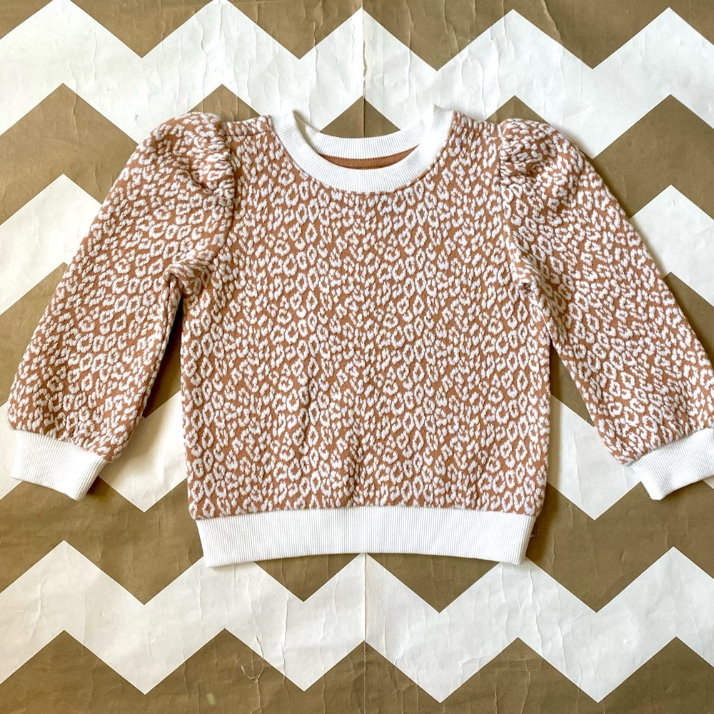 Janie and Jack Tan and White Leopard-Print Sweater